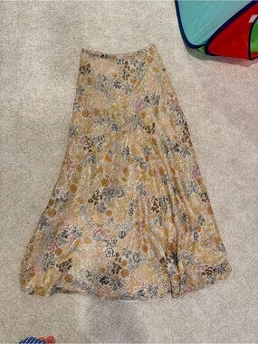 1. State Floral Maxi Skirt in Mustard, Pink, Cream, and Gray